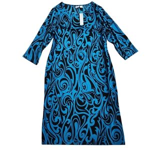NWT Chico's Travelers Liquid Knit Midi Dress Women's 3 (16/18) Blue Career Comfy